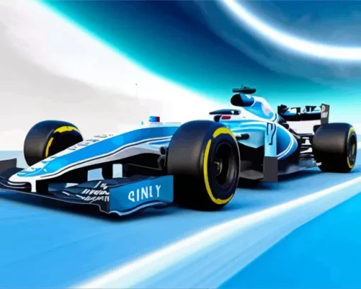 Blue Formula 1 Racing Car Diamond Painting