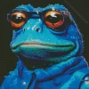 Blue Frog Wearing Glasses Diamond Painting