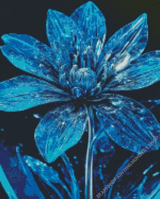 Blue Glass Flower Diamond Painting