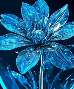 Blue Glass Flower Diamond Painting
