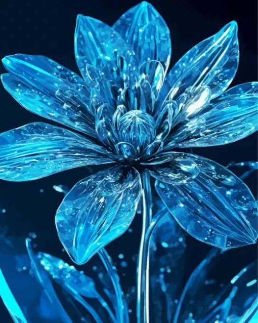 Blue Glass Flower Diamond Painting
