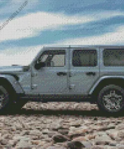 Blue Gray Jeep Car Diamond Painting