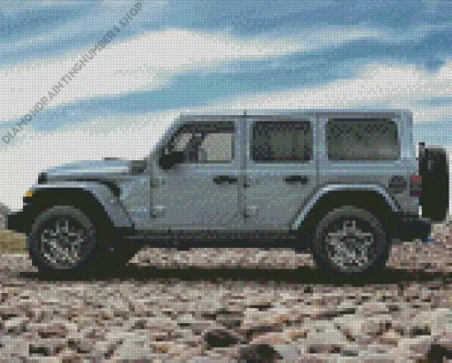 Blue Gray Jeep Car Diamond Painting