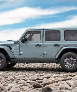 Blue Gray Jeep Car Diamond Painting