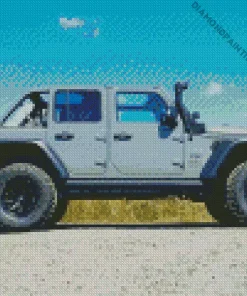 Blue Gray Jeep Diamond Painting