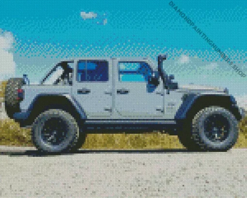 Blue Gray Jeep Diamond Painting