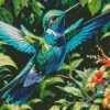 Blue Green Hummingbird Diamond Painting