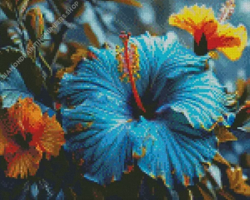 Blue Hawaiian Flower Diamond Painting