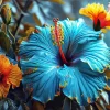 Blue Hawaiian Flower Diamond Painting