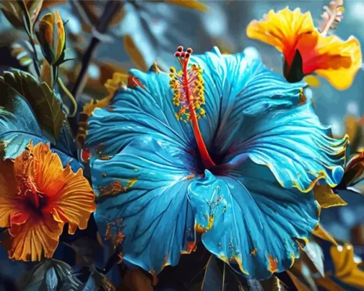 Blue Hawaiian Flower Diamond Painting