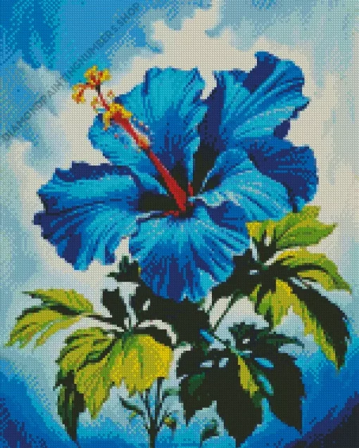 Blue Hawaiian Hibiscus Diamond Painting