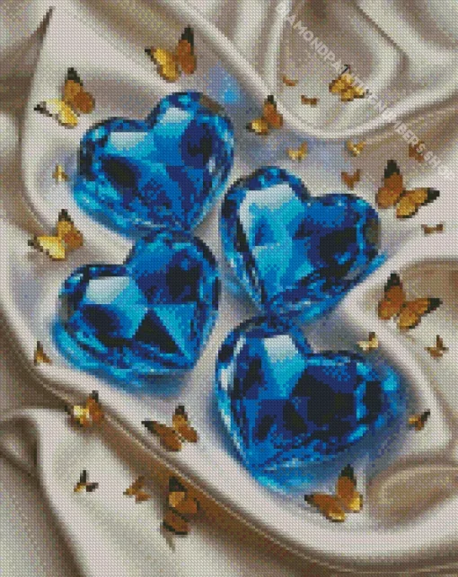 Blue Hearts Diamond Painting