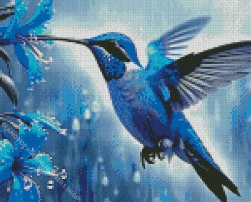 Blue Hummingbird Diamond Painting