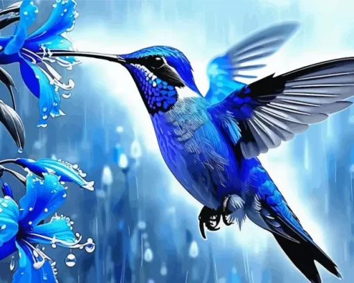 Blue Hummingbird Diamond Painting