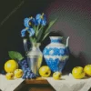 Blue Iris Vase And Apples Diamond Painting