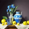 Blue Iris Vase And Apples Diamond Painting