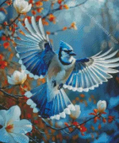 Blue Jay Bird Flying Diamond Painting