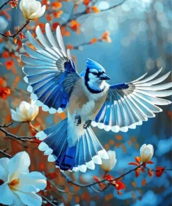 Blue Jay Bird Flying Diamond Painting