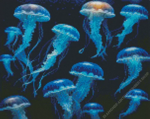 Blue Jellyfish Diamond Painting