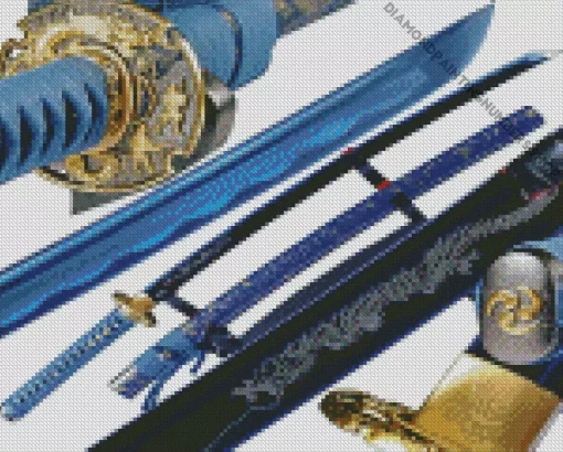 Blue Katana Diamond Painting