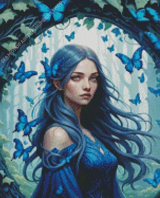 Blue Lady Butterfly Diamond Painting