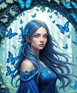 Blue Lady Butterfly Diamond Painting