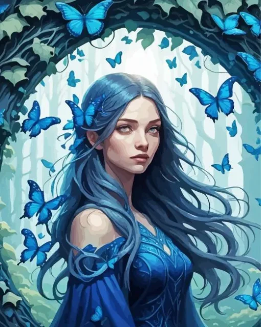 Blue Lady Butterfly Diamond Painting