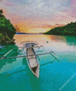 Blue Lagoon At Sunset Diamond Painting