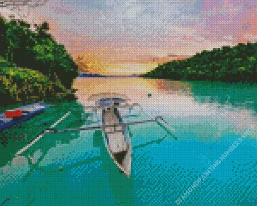 Blue Lagoon At Sunset Diamond Painting