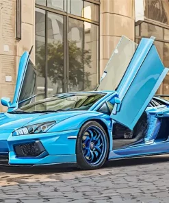 Blue Lamborghini Car Diamond Painting