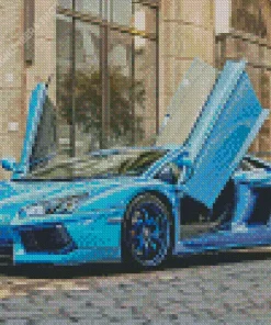Blue Lamborghini Car Diamond Painting