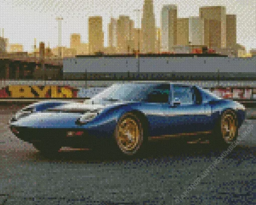 Blue Lamborghini Miura Car Diamond Painting