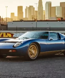 Blue Lamborghini Miura Car Diamond Painting