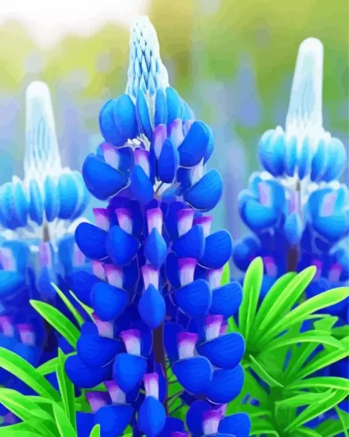 Blue Lupine Flowers Diamond Painting