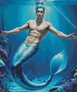 Blue Merman Diamond Painting