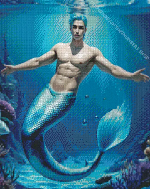 Blue Merman Diamond Painting