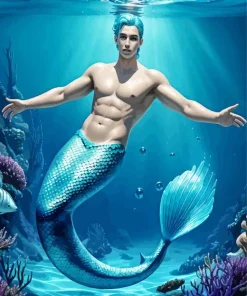 Blue Merman Diamond Painting