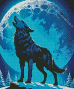 Blue Moon Wolf Diamond Painting