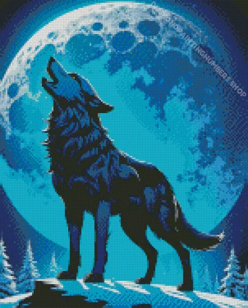Blue Moon Wolf Diamond Painting