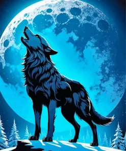 Blue Moon Wolf Diamond Painting