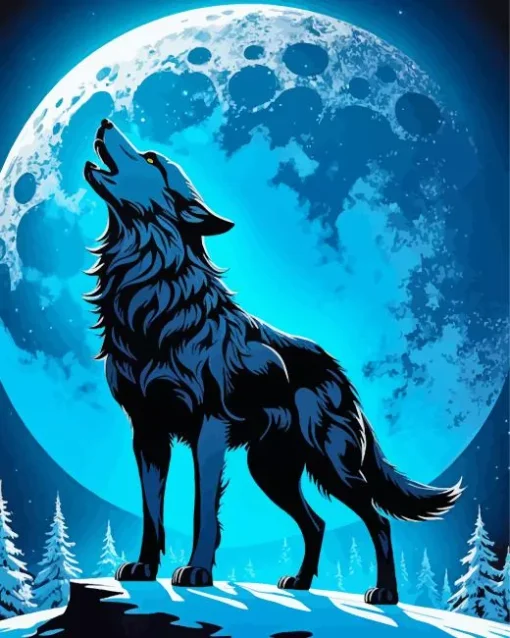 Blue Moon Wolf Diamond Painting
