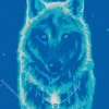 Blue Neon Wolf Diamond Painting
