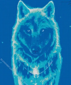Blue Neon Wolf Diamond Painting