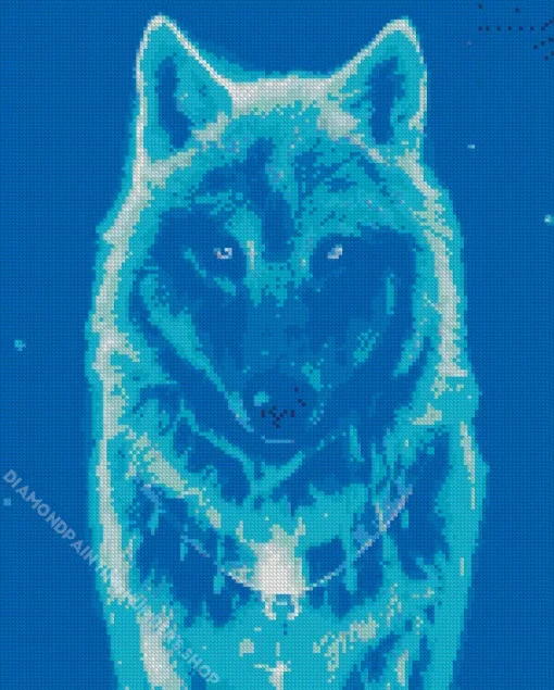 Blue Neon Wolf Diamond Painting
