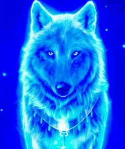 Blue Neon Wolf Diamond Painting