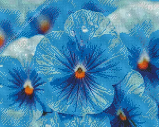 Blue Pansy Flowers Diamond Painting