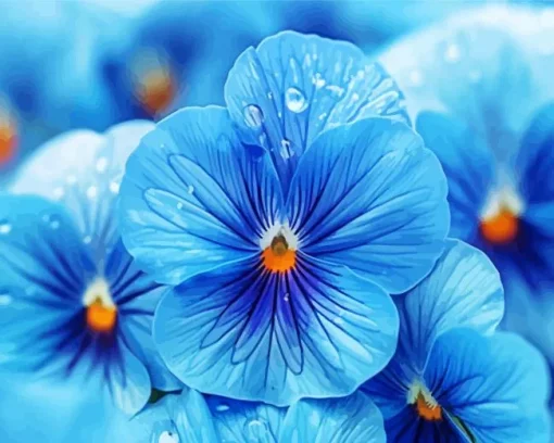 Blue Pansy Flowers Diamond Painting