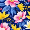 Blue Pink And Yellow Flowers Diamond Painting
