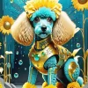 Blue Poodle Dog Diamond Painting