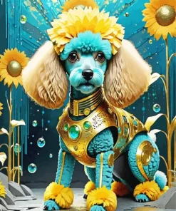 Blue Poodle Dog Diamond Painting